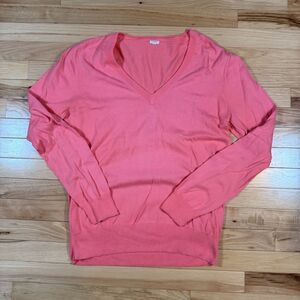 J. Crew Women’s Cotton V-Neck Sweater in Pink Size XL Lightweight Top